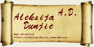 Aleksija Dunjić vizit kartica